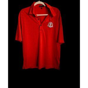 Monterey Club Mens Golf Polo Shirt L Red Striped Cleghorn Plantation